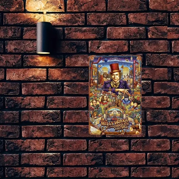 🆕 Vintage Willy Wonka & The Chocolate Factory Artwork, Indoor/Outdoor Tin Logo - Picture 4 of 7